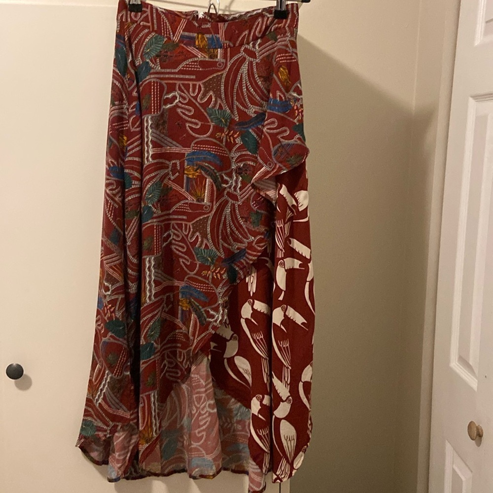 Farm Rio faux wrap, fun printed midi skirt